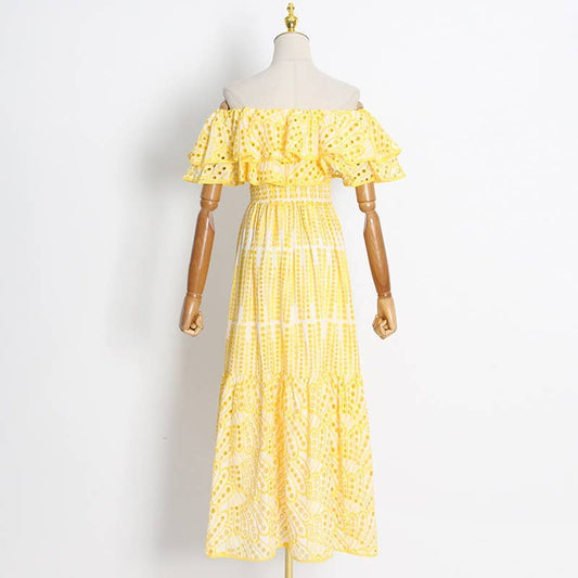 Ruffle Embroidered maxi