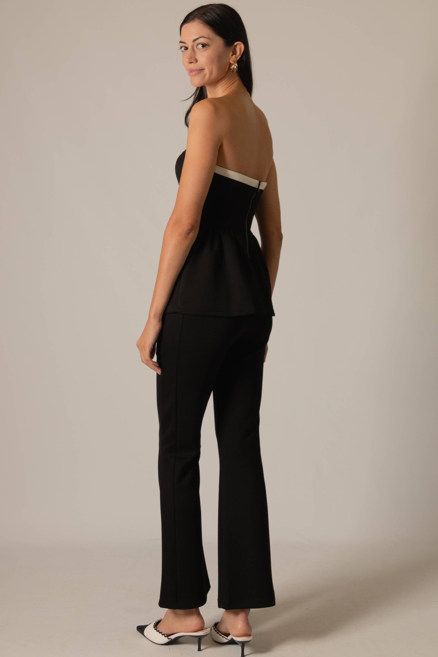 P. CILL "Butter Modal" Contrast Border Peplum Tube Top