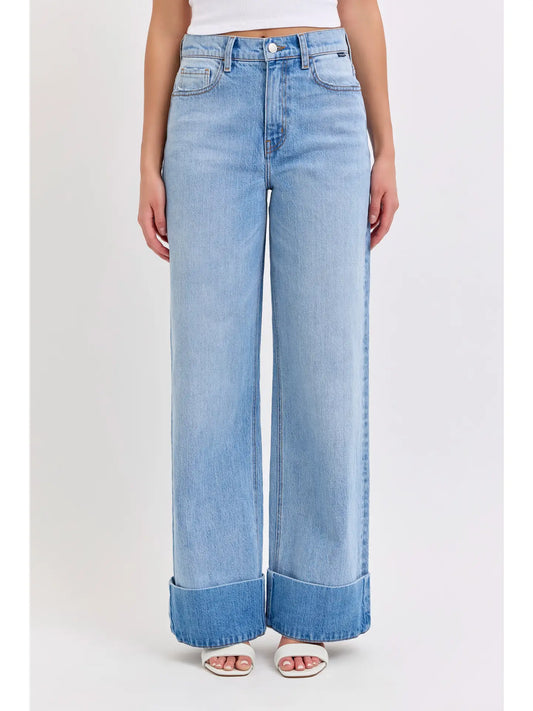 High Rise Wide Leg with Self High Cuffed Hem