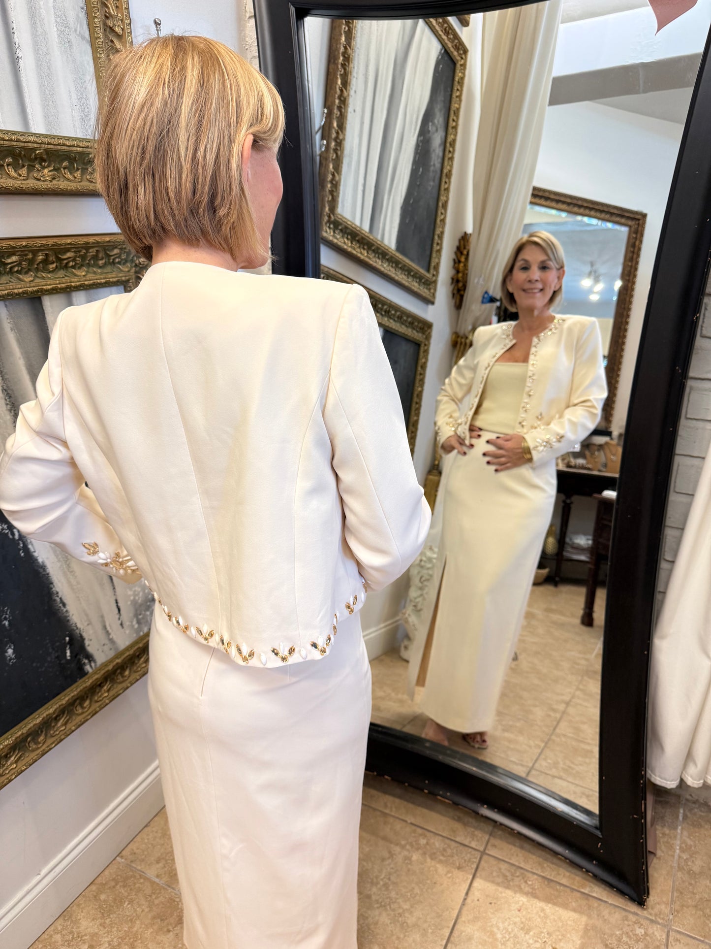 Beaded cream skirt set