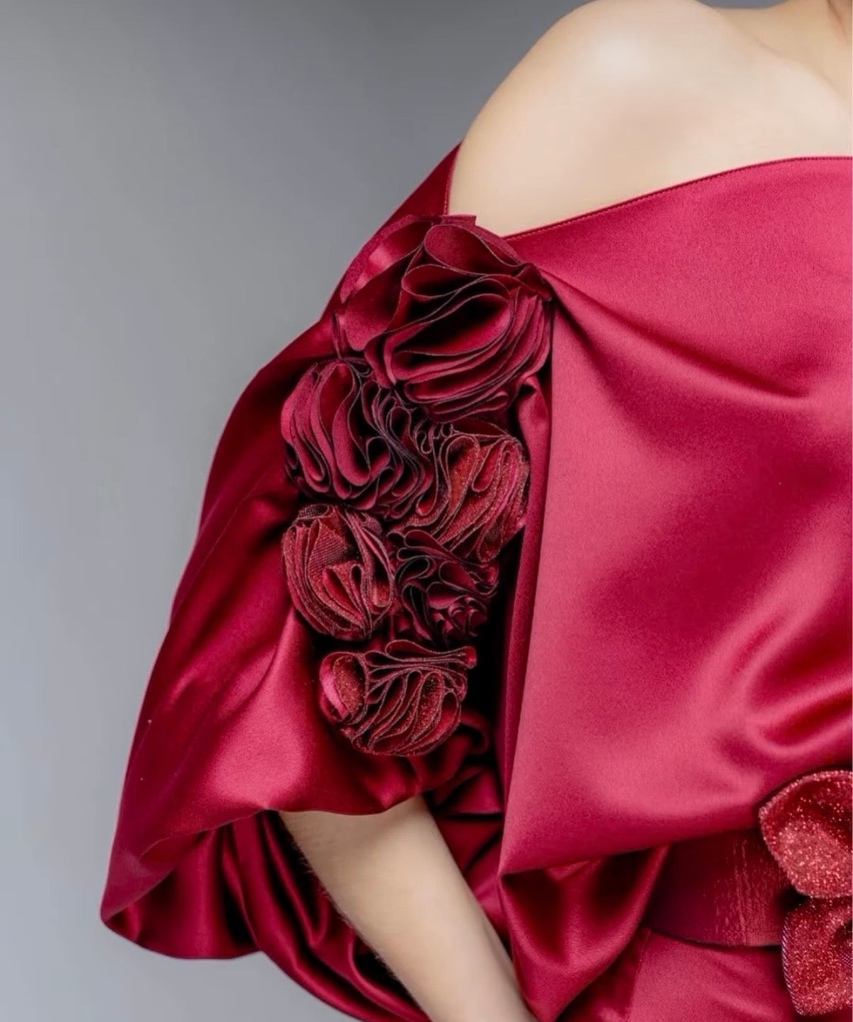 Wine Floral evening set