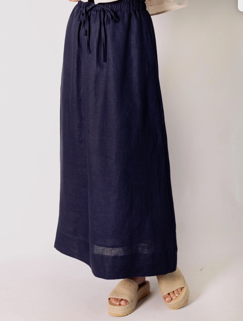 Navy Linen maxi skirt