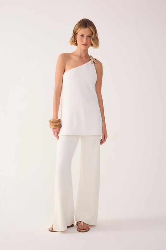 Isla Blanca One-Shoulder Pant Set