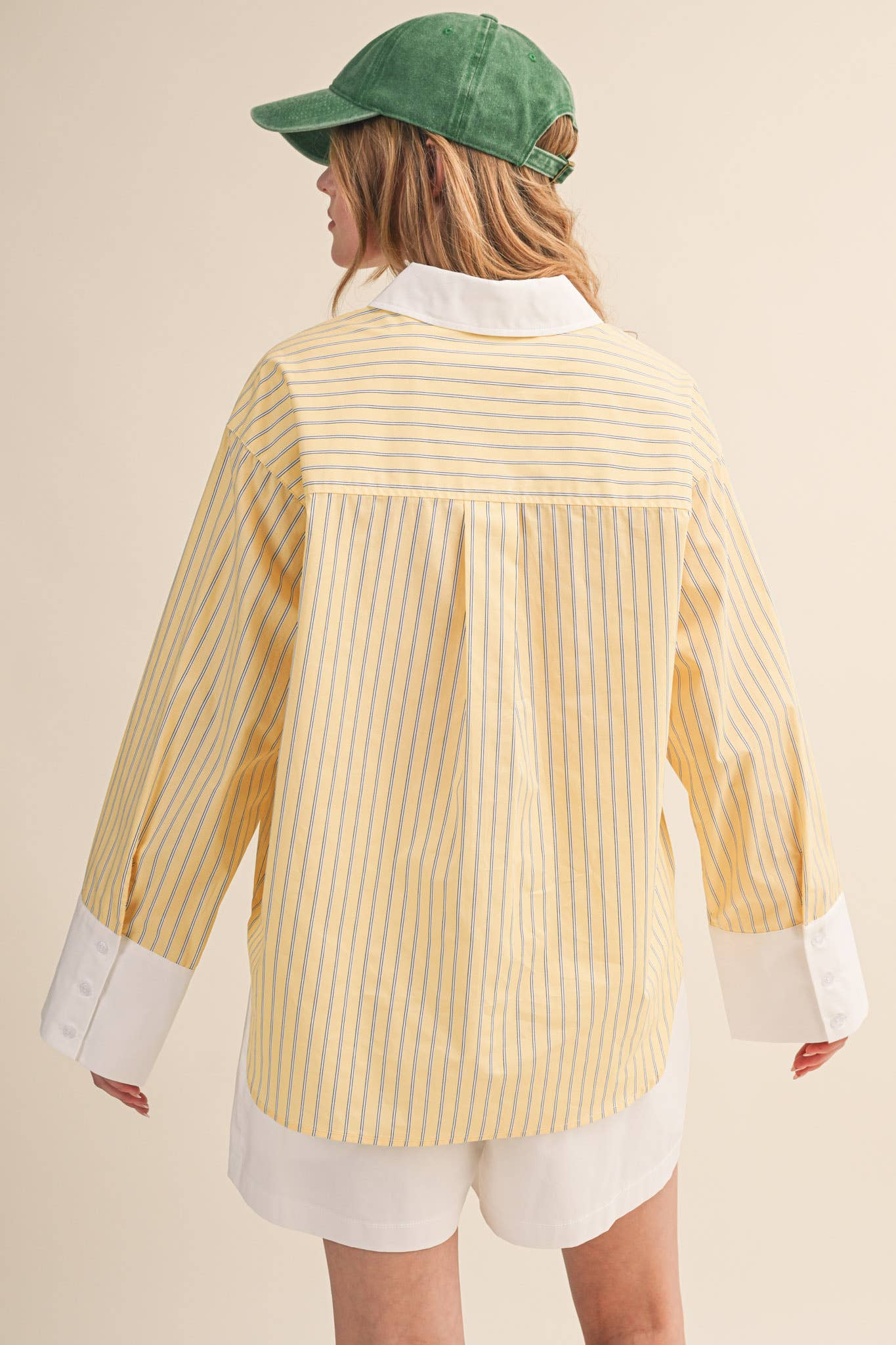 STRIPED CUFF BUTTON DOWN SHIRT