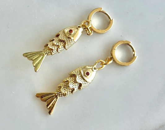 Lucky Fish- Hoop Earrings- Stainless Steel Hoop