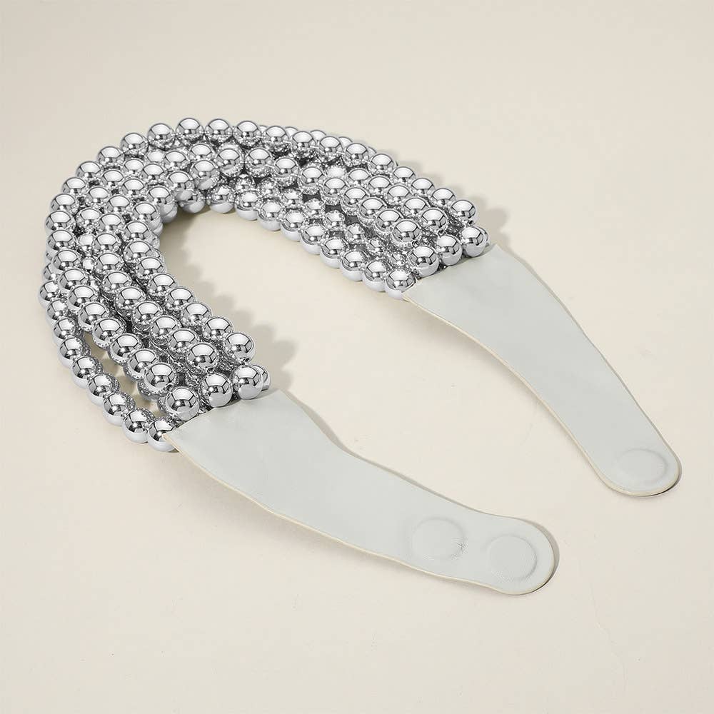 Chunky Acrylic Bead Layered Faux Leather Magnetic Necklace