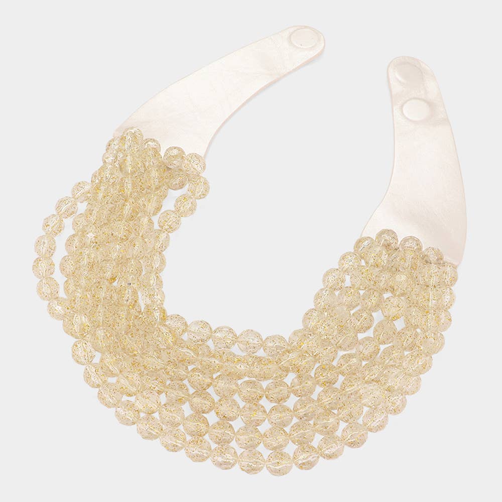 Chunky Acrylic Bead Layered Faux Leather Magnetic Necklace