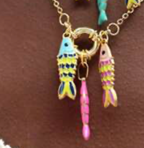 Lucky Fish Charm Collector Necklace Steel- Charm Collector