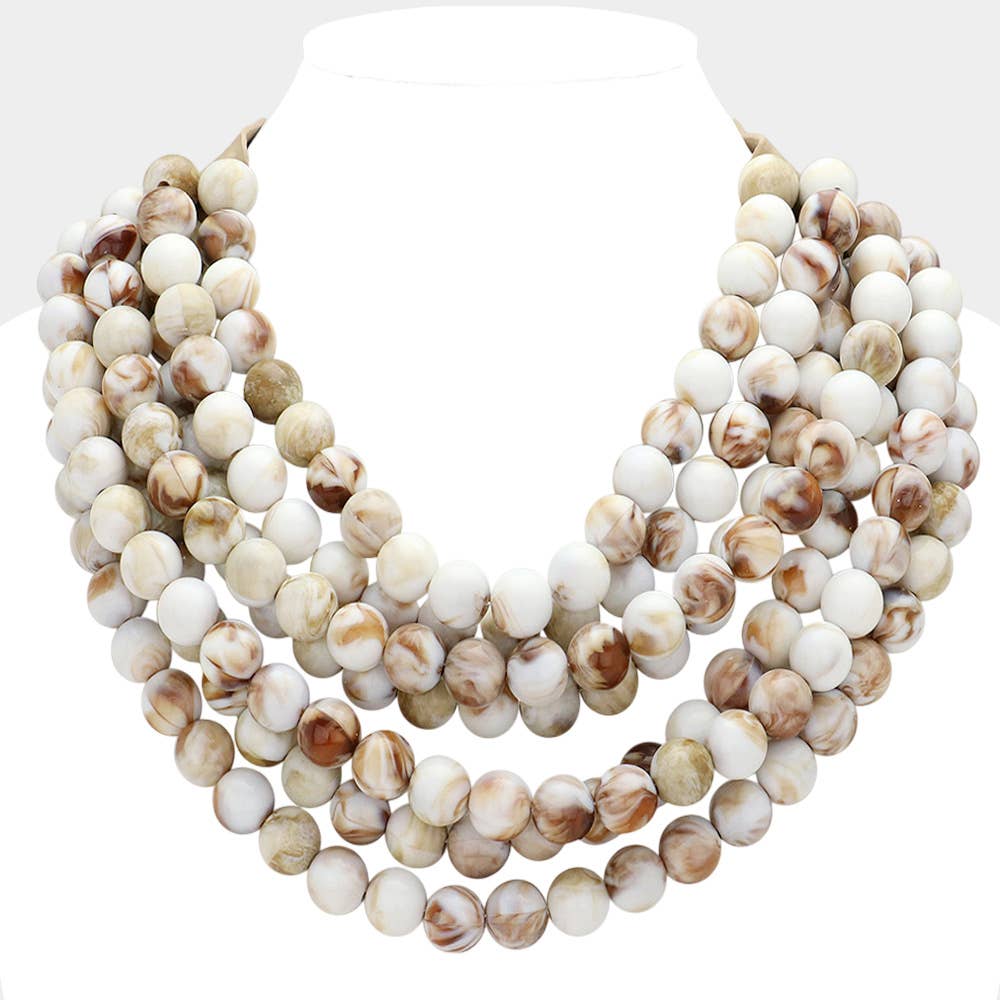 Chunky Acrylic Bead Layered Faux Leather Magnetic Necklace