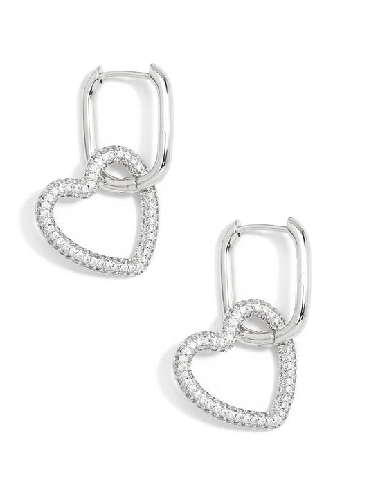 Classic Crystal Heart Link Drop Earring