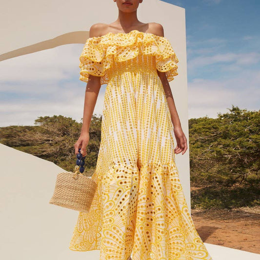 Ruffle Embroidered maxi