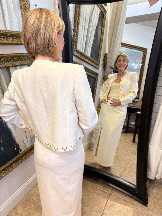 Beaded cream skirt set