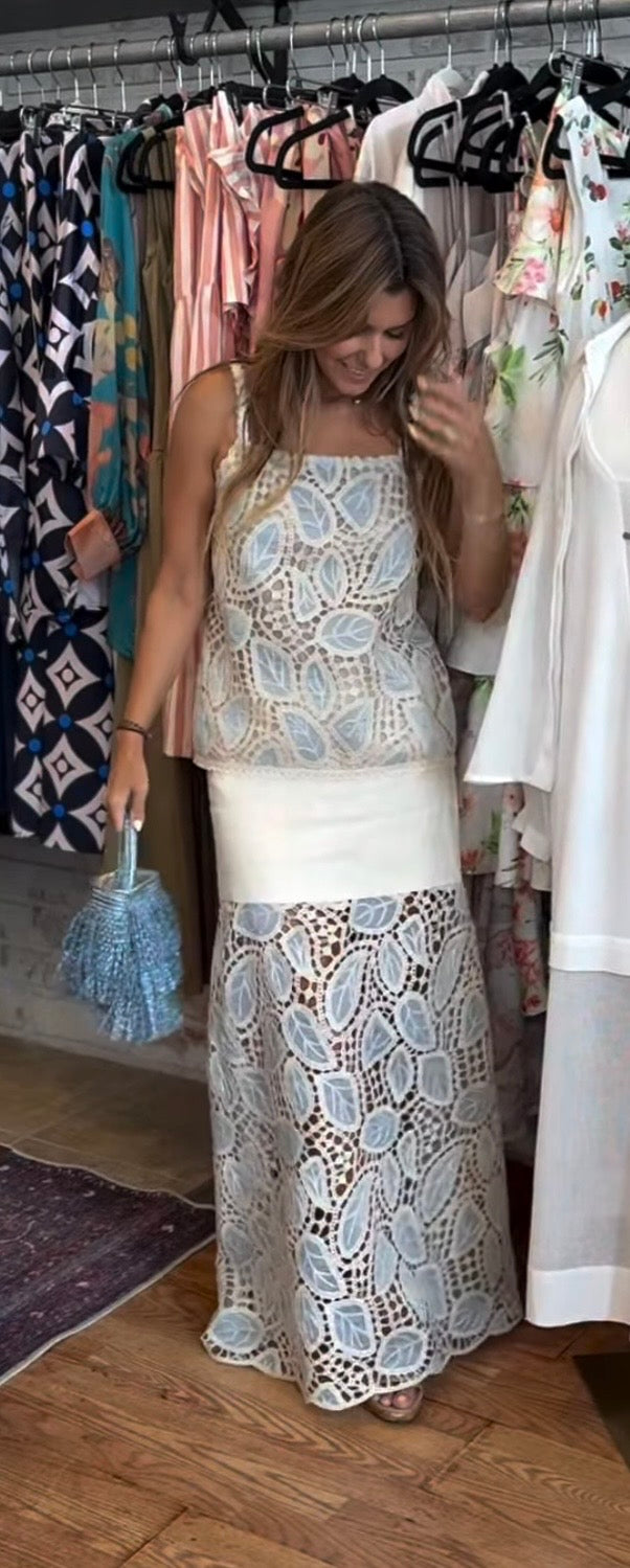 Mykonos baby blue embroidered top