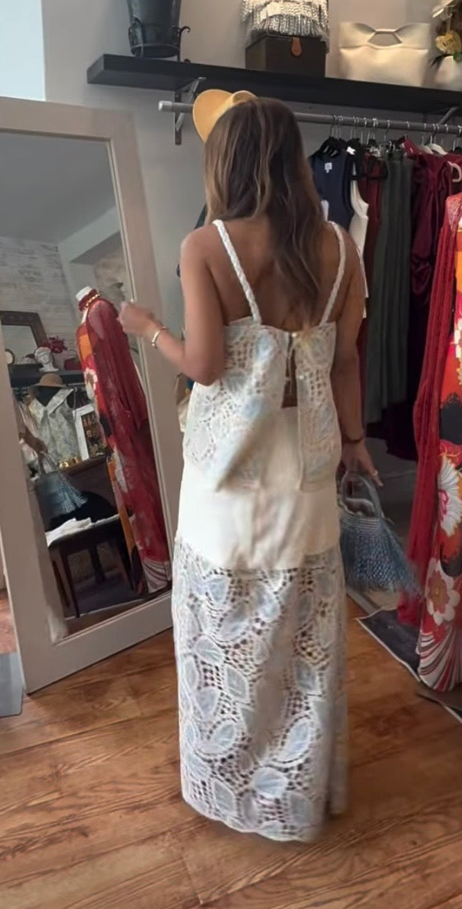 Mykonos baby blue embroidered top