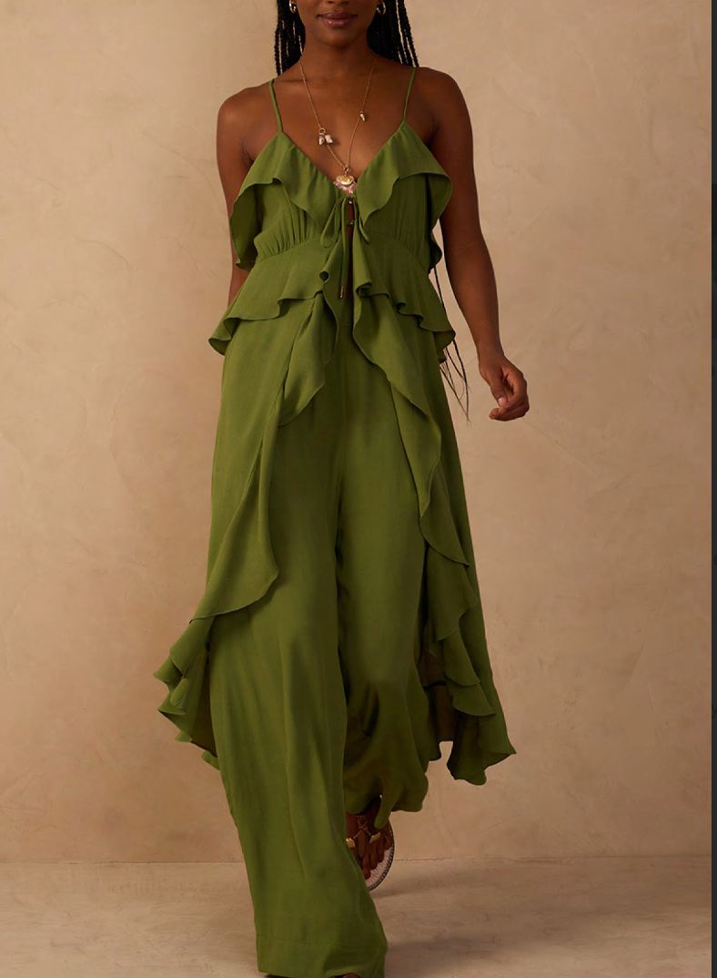Olive Oasis Ruffle two piece set