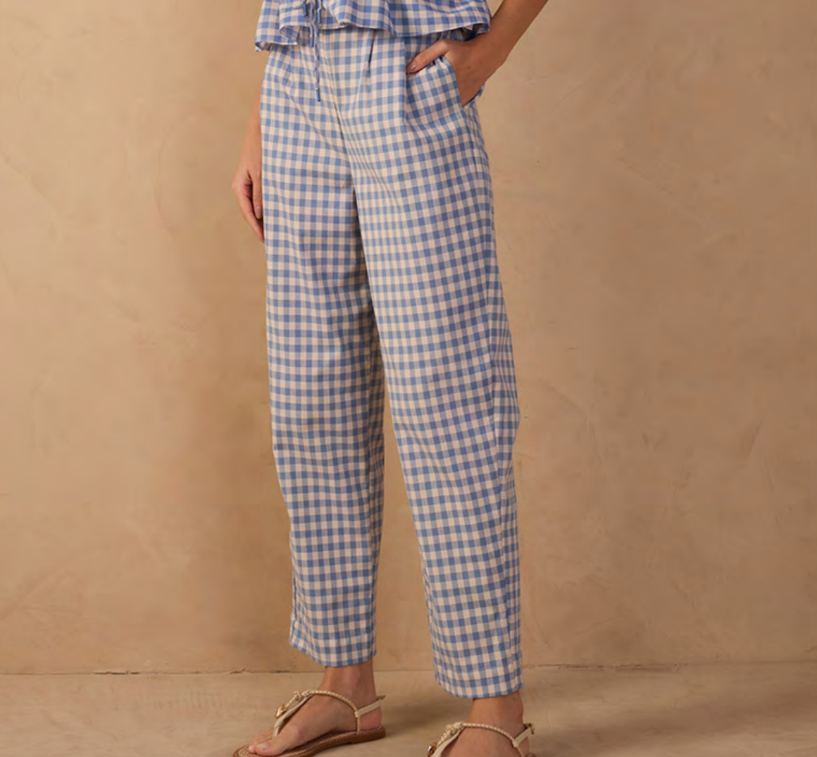 Bluebell Picnic Gingham Corset cigarette pants