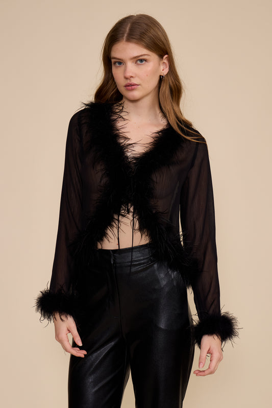 BONNIE FEATHER TRIM TOP