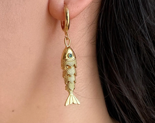 Lucky Fish- Hoop Earrings- Stainless Steel Hoop