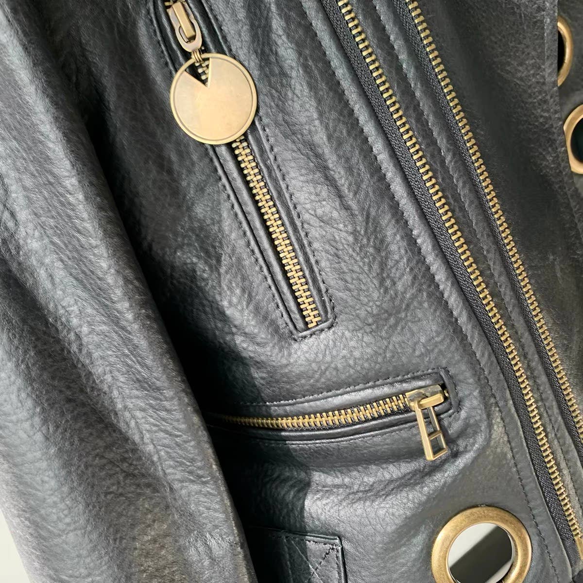 Lambskin Studded Moto Leather Cropped Jacket