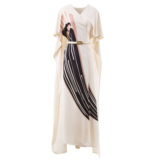 Cape Sleeve Belted Maxi Dress Chic
