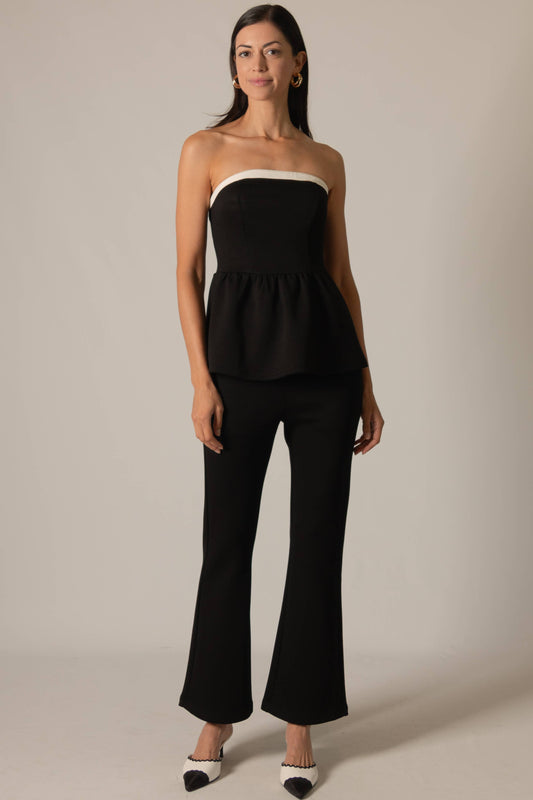 P. CILL "Butter Modal" Contrast Border Peplum Tube Top