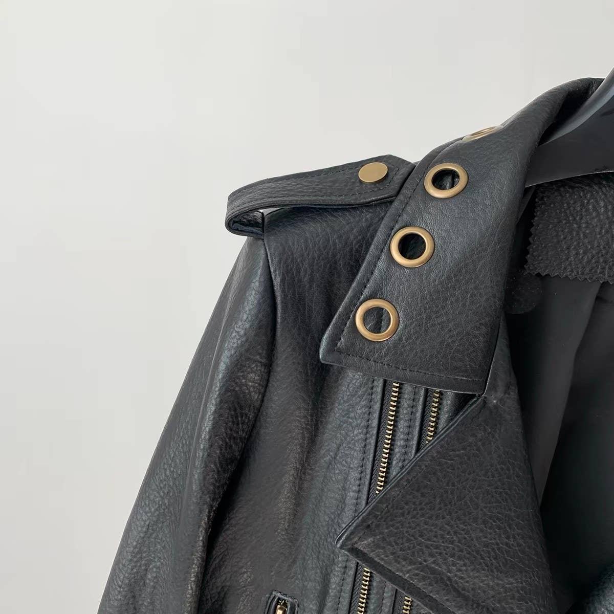 Lambskin Studded Moto Leather Cropped Jacket