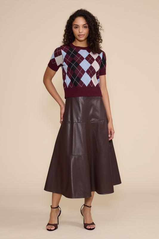 cocoa leather skirt